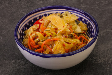 Spicy pickled cabbage with carrot