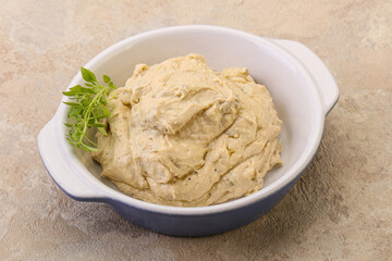 Vegan food - hummus with olive oil