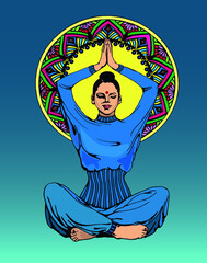 Girl in yoga position.