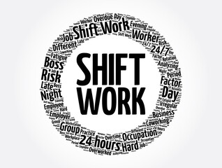 Shift Work word cloud collage, business concept background