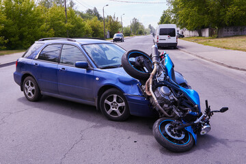 Damaged in a accident motorbike and a car