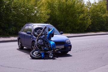 Damaged in a accident motorbike and a car