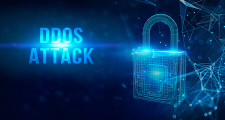 Business, technology, internet and networking concept.Ddos attack word on virtual screen.3D illustration.