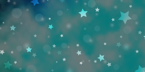 Light BLUE vector background with circles, stars.