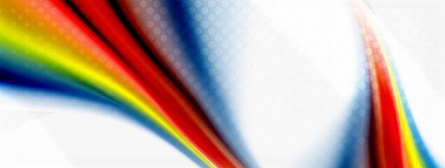 Abstract Background. Smooth flowing lines, blurred waves, rainbow color style stripes. Vector illustrations for covers, banners, flyers and posters and other