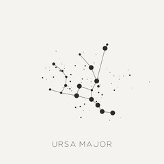 Star constellation zodiac Ursa Major black white vector