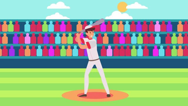 Baseball player ready to hits a ball on stadium