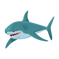 Obraz premium Shark cartoon vector icon.Cartoon vector illustration fish of sea. Isolated illustration of shark icon on white background.
