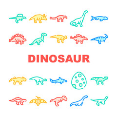 Dinosaur Wild Animal Collection Icons Set Vector
