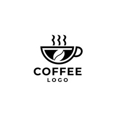 Coffee Logo with  cup and bean. minimalist logo design for coffee shop logo