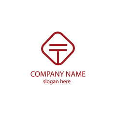 logo sign t initials red line illustration vector design