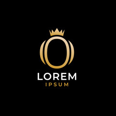 Letter O Luxury logo with Gold Crown Logo Design