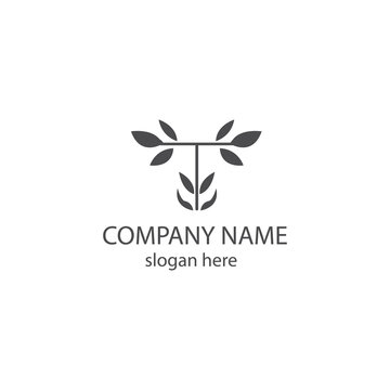 Letter t logo illustration leaf template vector design