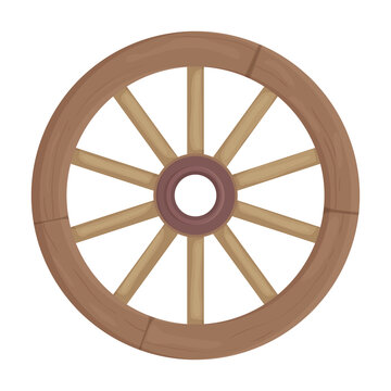 Wooden wheel cartoon vector icon.Cartoon vector illustration wagon. Isolated illustration of wooden wheel of wagon icon on white background.