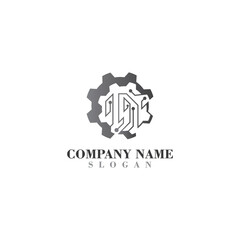 Gear with Circuit vector template logo simple for business technology design