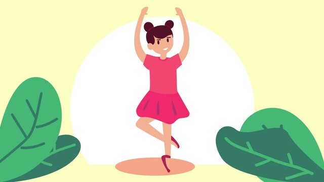 Child dancing ballet while wear ballerina costume