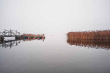 morning fog in Haapsalu town. Estonia