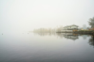 Fototapeta premium morning fog in Haapsalu town. Estonia