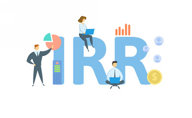 Obraz na płótnie Canvas IRR, Internal Rate of Return. Concept with keyword, people and icons. Flat vector illustration. Isolated on white background.