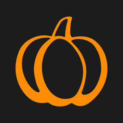 Pumpkin hand drawn in doodle minimalism style. Simple element, icon, sticker, poster card. Vector illustration.