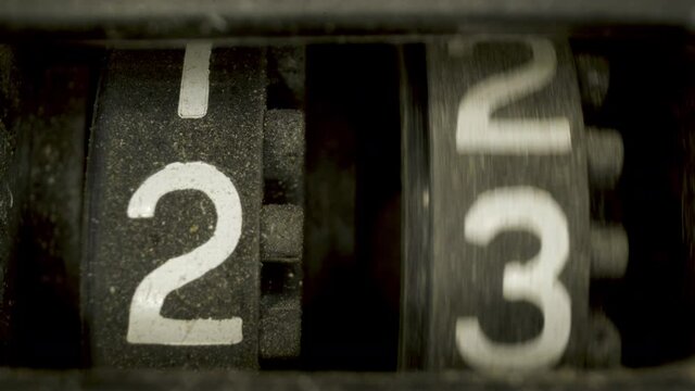 Numbers moving on cassette tape counter