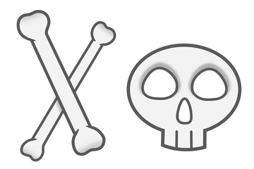 Two crossed bones and a skull