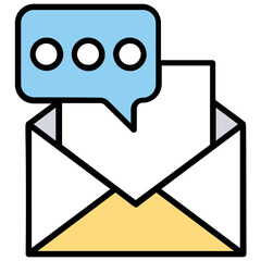 
An envelope and speech bubbles symbolising email marketing concept 
