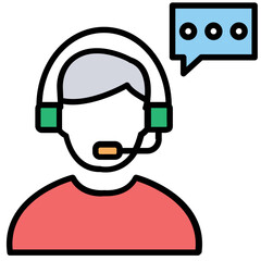 
A computer monitor screen with a bubble message and live customer support agent showing online consulting
