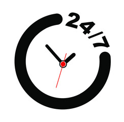 24/7 icon on white background	