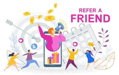 Refer a friend concept. Trendy flat vector style.