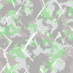 Urban camouflage of various shades of green, white and grey colors