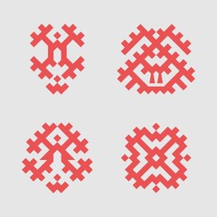 Patterns based on Khanty-Mansi Siberian folk ornaments set