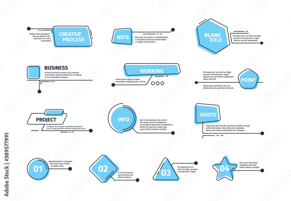 Fototapete callouts boxes. digital frames for text layout bars templates vector callouts graphic pictures. illu