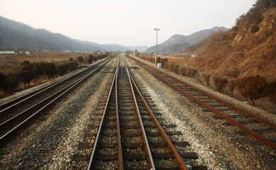 railway tracks in the morning