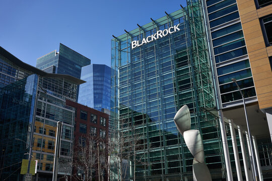San Francisco, CA, USA - Feb 8, 2020: American global investment management corporation BlackRock, Inc.'s San Francisco office exterior.