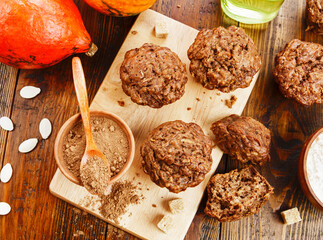  Pumpkin muffins on the table