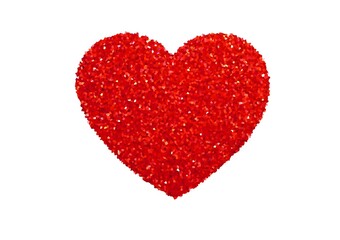 Crystal shiny red heart on white background