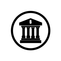 Black bank icon on white background