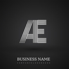 Letter AE linked logo design. Elegant silver colored symbol for your business or company identity.