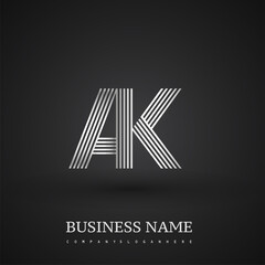 Letter AK linked logo design. Elegant silver colored symbol for your business or company identity.