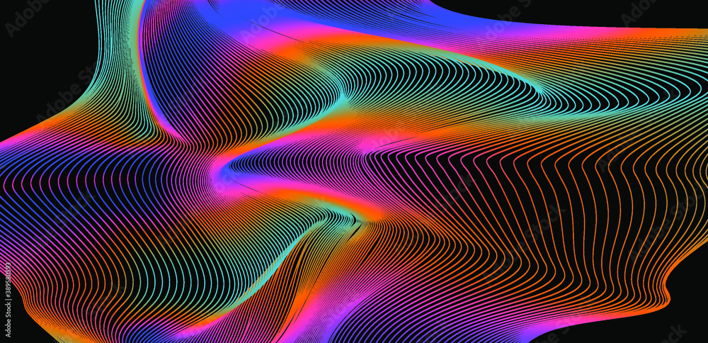 Aufkleber glitchy and distorted surface of lines. abstract technology background.