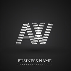 Letter AW linked logo design. Elegant silver colored symbol for your business or company identity.