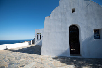 Stunning views from Saint Alexander chapel in Skiathos island , Greece .