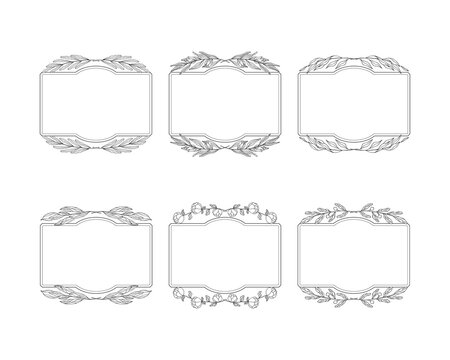 Elegant spring set with rectangular borders. Floral branch frames for wedding card. Vector isolated decoration flourish designs.