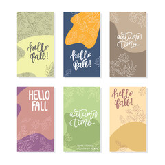 Naklejka premium Set banner for social media stories, cards, flyer, poster, banners and other promotion. Autumn concept.