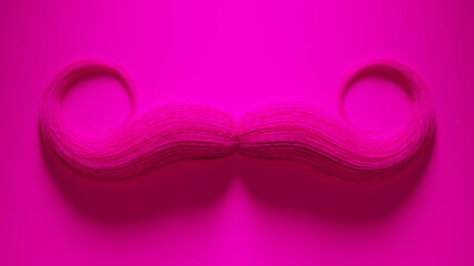 Pink Bushy Moustache Mustache 3d illustration	