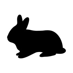 Black silhouette of a rabbit on a white background. Vector illustration.