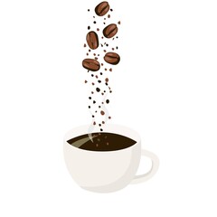 cup of coffee with beans