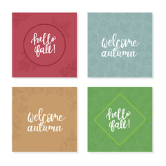 Set autumn templates backgrounds of autumn fallen leaves orange yellow foliage. Social media stories banners. Template for event invitation, product catalog, advertising. Vector isoalted trendy flat