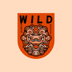 Cool abstract monster in ancient style, illustration for poster, sticker, or apparel merchandise.With tribal and hipster style.